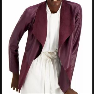 Alfani petite S suede and leather purple blazer